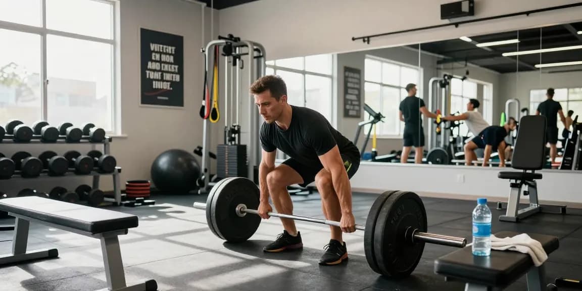 Strong athlete lifting weights in a bright gym, showcasing Prime Pharma Steroiden for fitness gains.