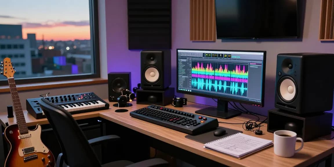 Audio engineer working on SC88 sound module setup in modern studio