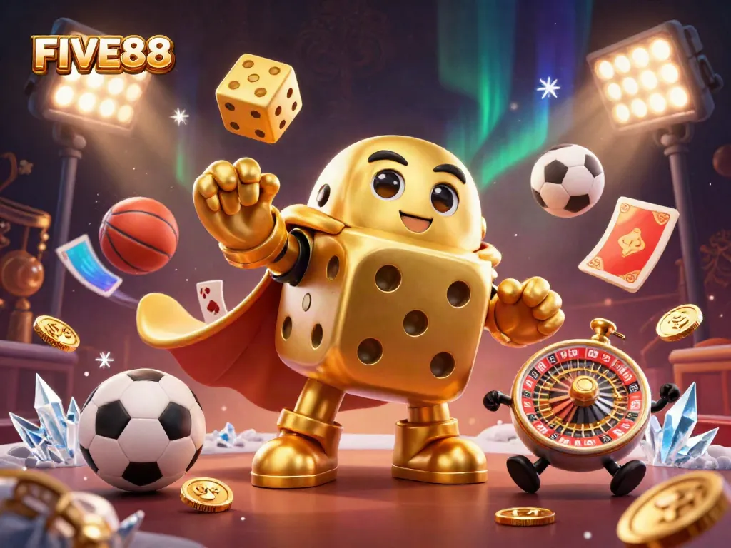 Engage in thrilling gameplay at FIVE88 with dynamic 3D characters and vibrant casino elements.