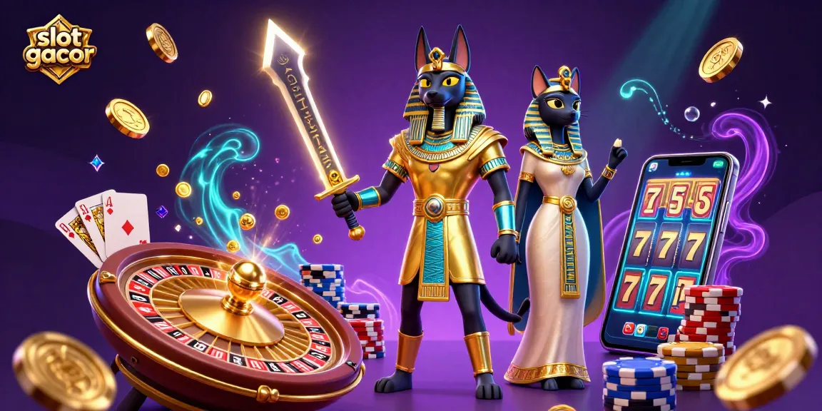Experience the excitement of slot gacor with ancient warriors and casino treasures in vibrant 3D illustration.