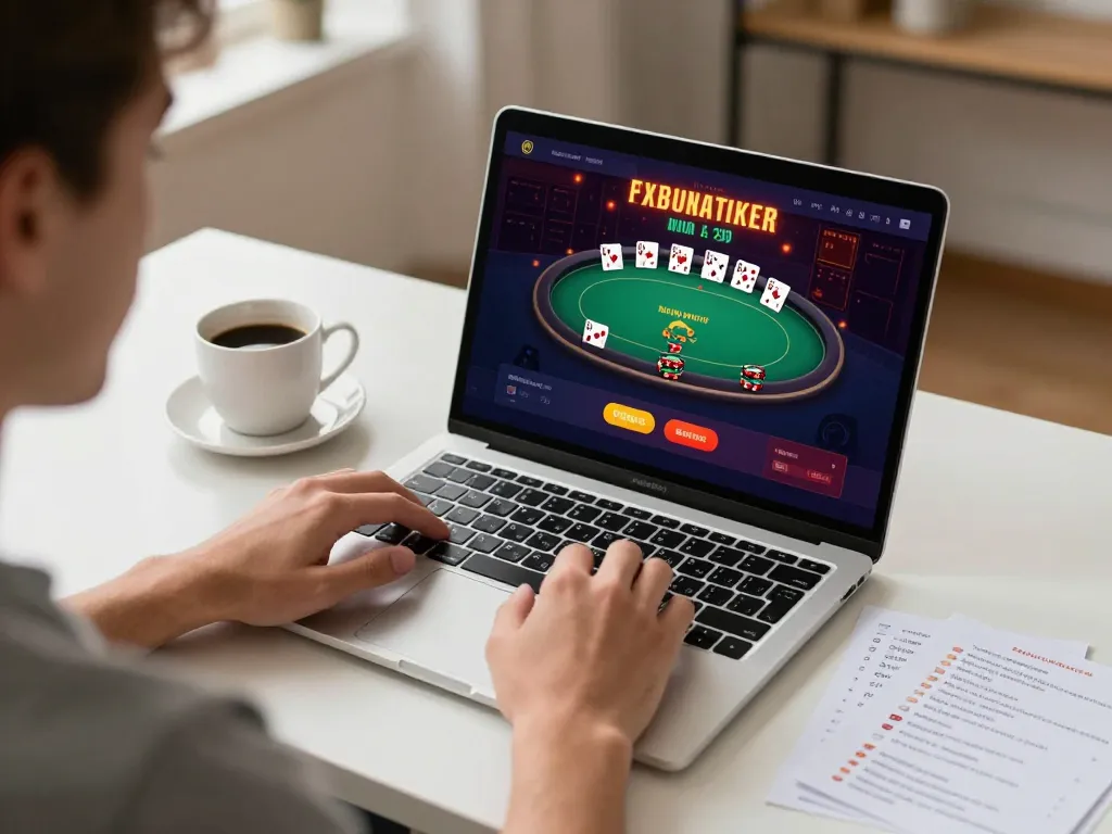Engaging online gaming session at open88 with poker strategies visible on screen and warm atmosphere