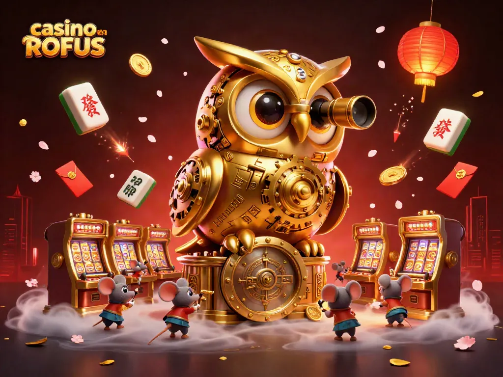 Experience thrilling gameplay at casino uden ROFUS featuring vibrant, colorful illustrations of gaming elements.