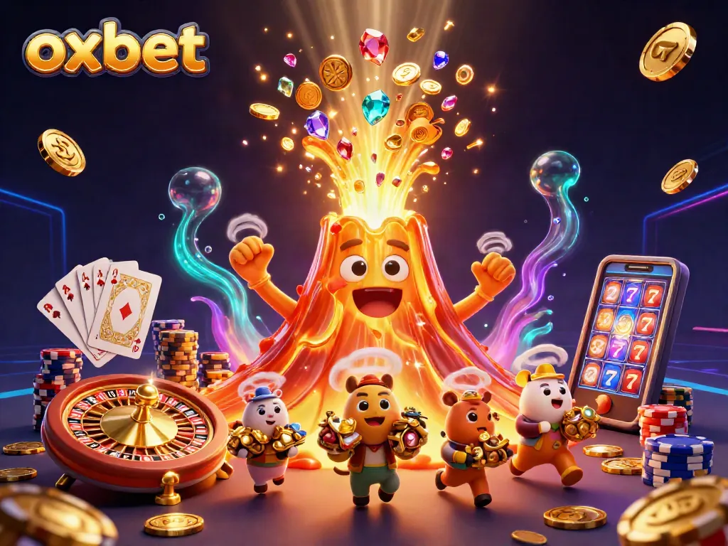 Spin and win with Oxbet's thrilling gaming experience, showcasing vibrant casino elements and treasures.