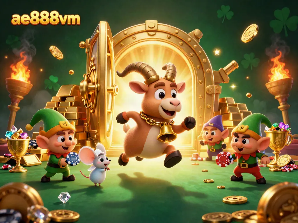 Experience festive thrills at ae888vm's lively casino with unique characters and vibrant treasures.