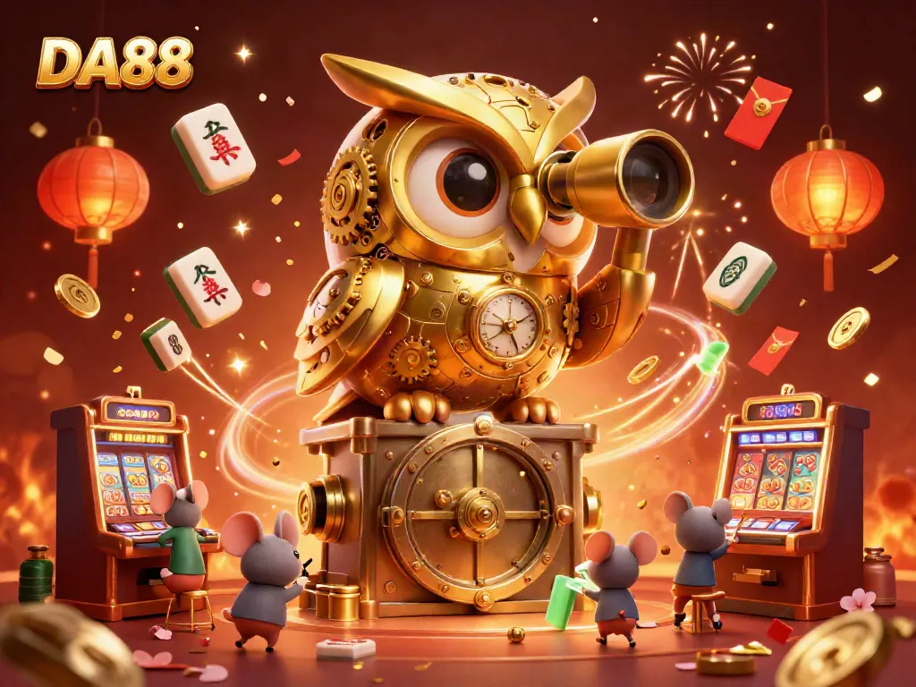 Experience DA88 in an energetic casino scene filled with fortune and fun, showcasing thrilling elements and animation.