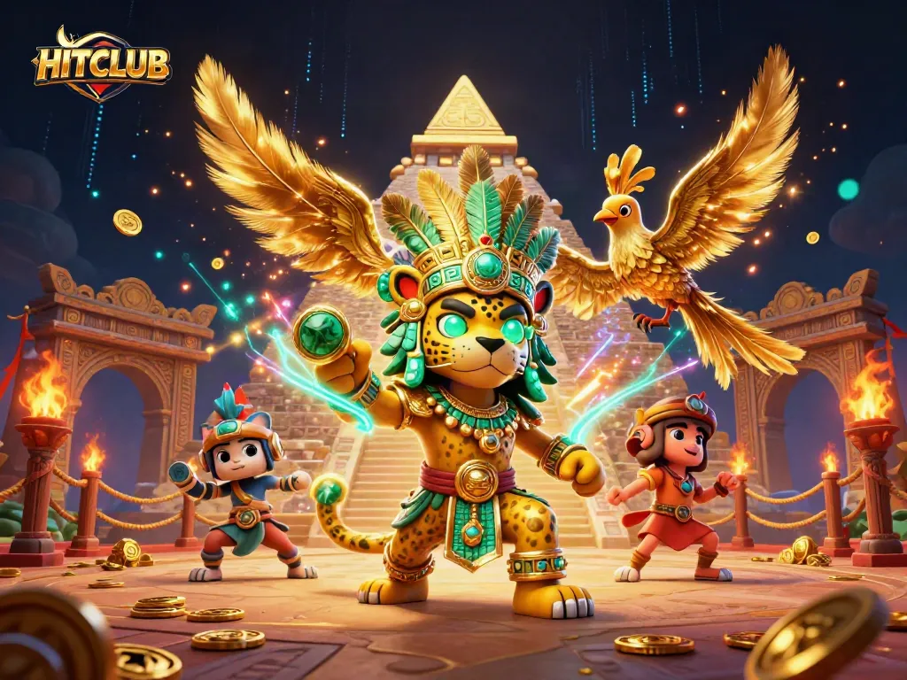 Engage in thrilling gameplay at HITCLUB, featuring a vibrant Mayan-themed casino scene.