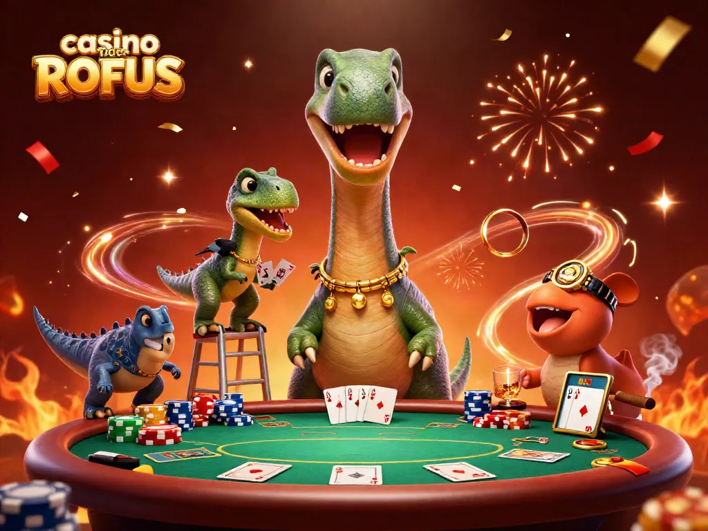 Engage in thrilling games at a vibrant casino uden ROFUS with dynamic 3D cartoon characters.