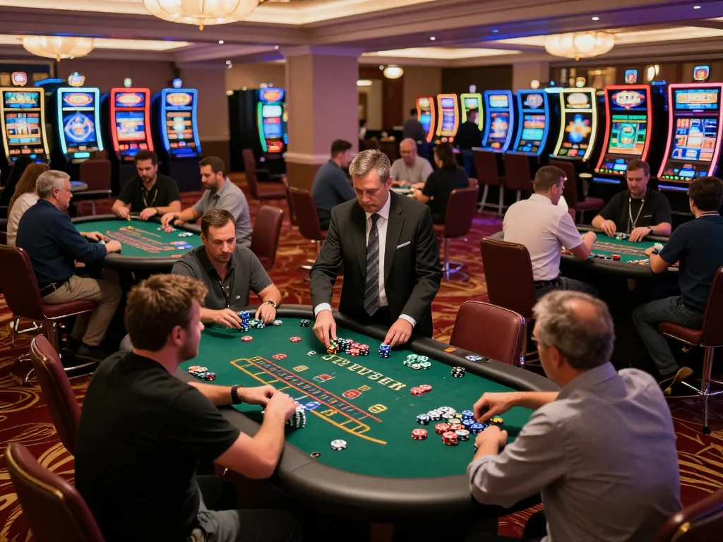 Engaging gameplay at Jun 88 casino highlights energetic blackjack action on a busy floor.