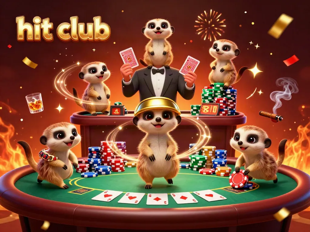 Experience the excitement at hit club with digital meerkats running a bustling casino scene.