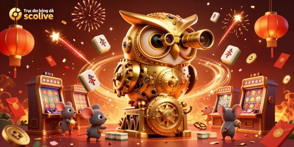Experience Trực tiếp bóng đá socolive with a lively 3D animated casino scene filled with dynamic elements.
