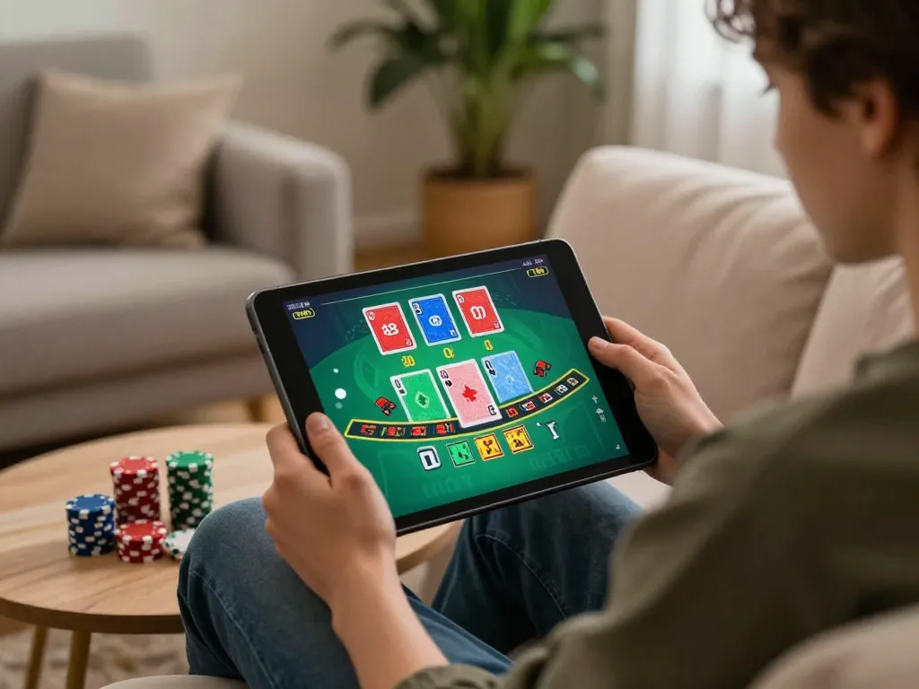 Player enjoying a live dealer game at home with 678vip, capturing a strategic blackjack moment.