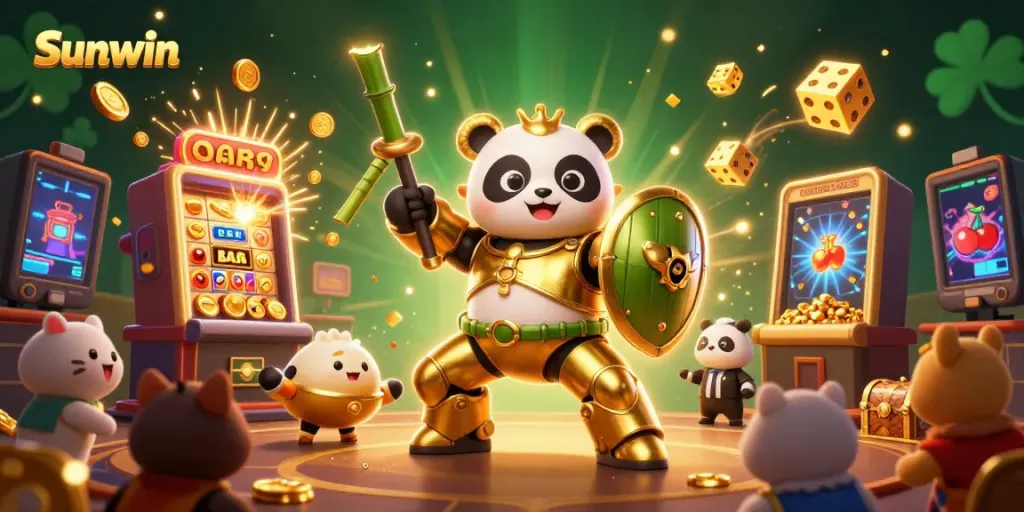 Engage in exciting gameplay at Sunwin with a vibrant 3D scene showcasing dynamic casino elements.