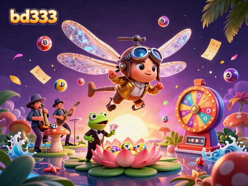 Experience thrilling gaming with bd333 at a lively lily pad casino featuring quirky characters.