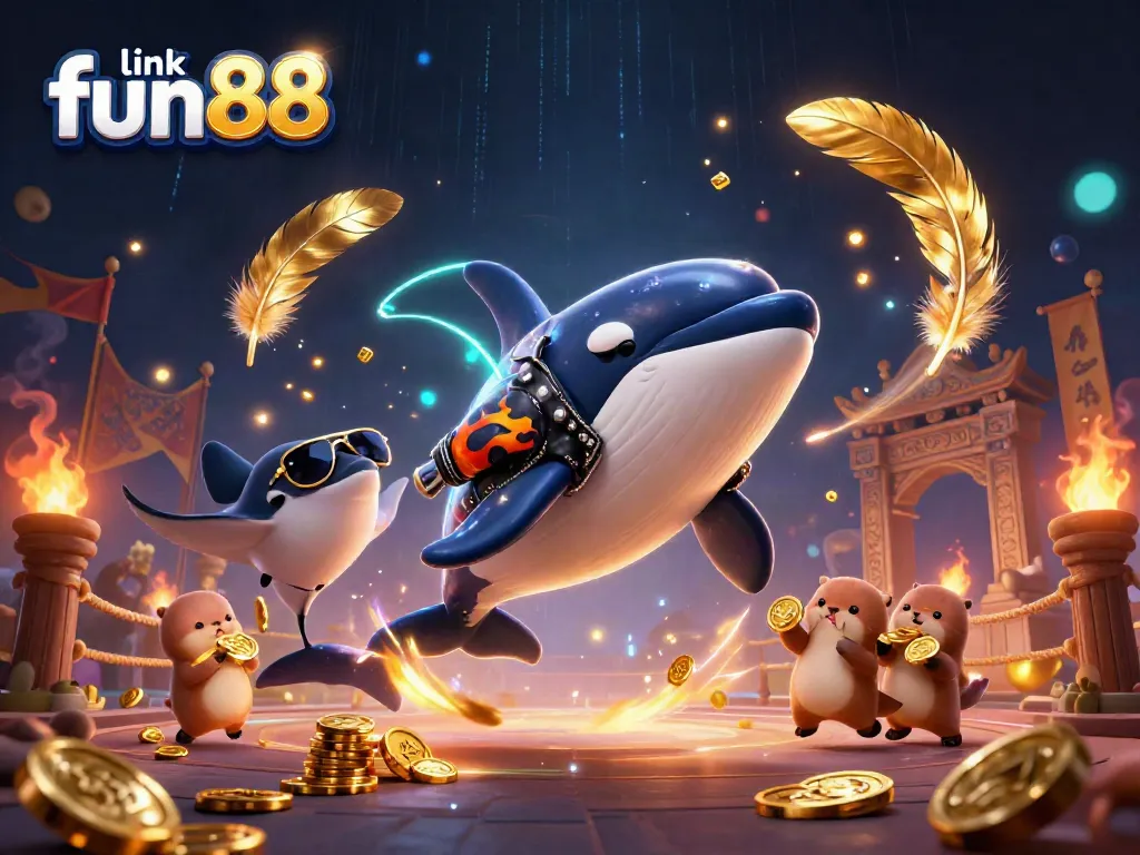 Experience thrilling moments in link fun88 with playful sea creatures, golden coins, and dynamic gambling elements.