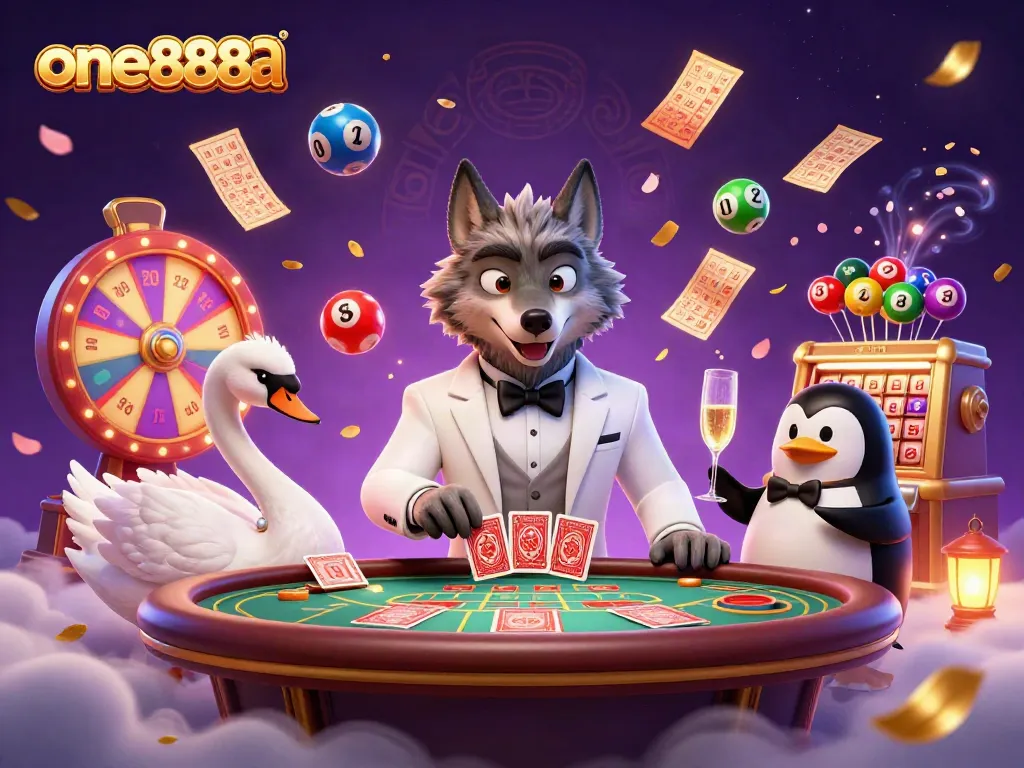 Experience thrilling gameplay at one888a with enticing lottery balls and a glamorous gaming scene.