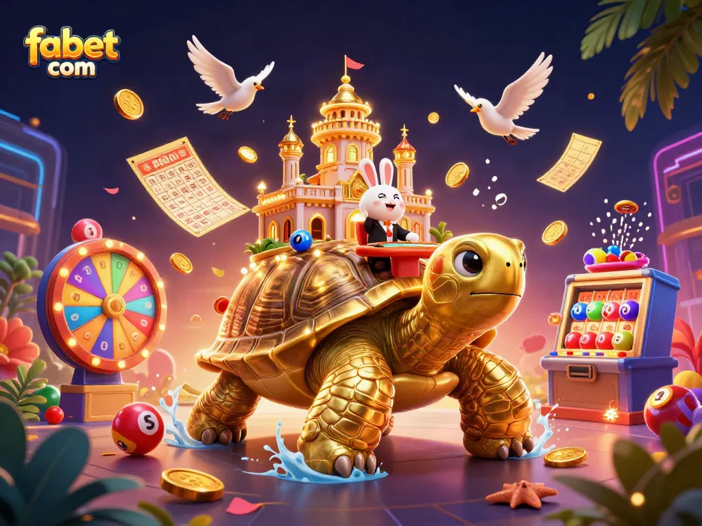 Experience the thrill of fabet com with a dazzling casino scene featuring vibrant lottery elements.