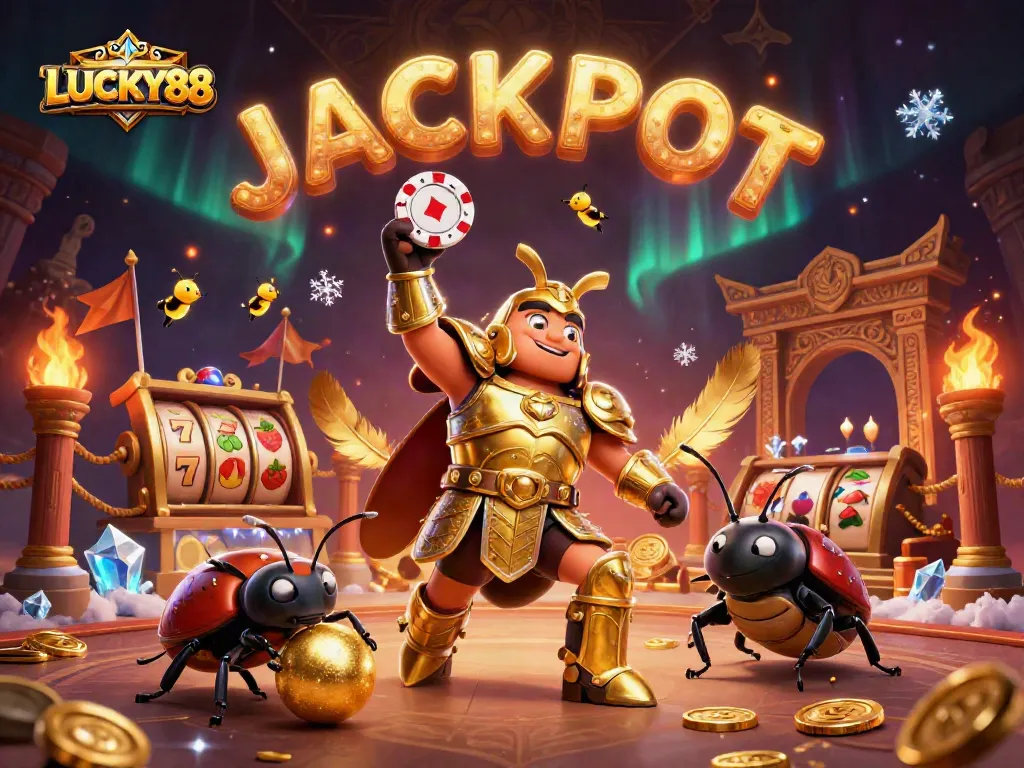 Experience excitement with the LUCKY88 slot, featuring vibrant characters and golden elements in action.