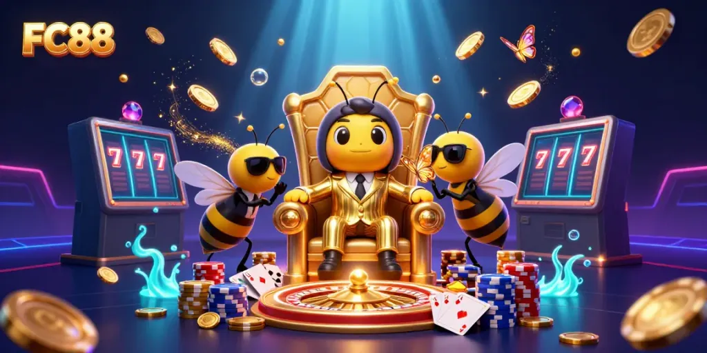 Experience the thrilling world of FC88 casino with vibrant characters and dynamic game elements.