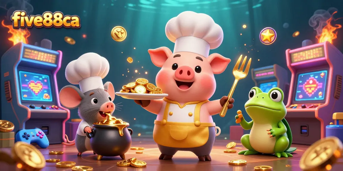 Experience five88ca through vibrant 3D cartoon characters in a casino-themed underwater setting, highlighting exciting gaming elements.
