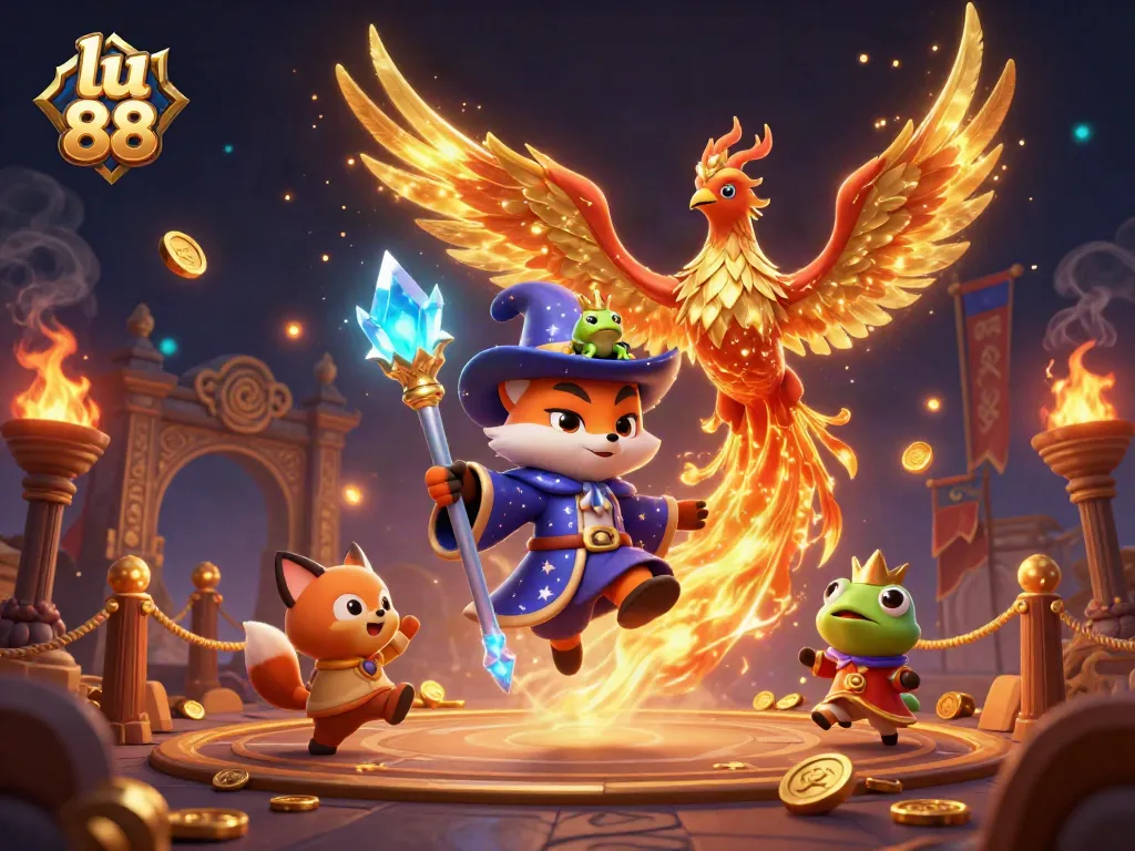 Experience thrilling gameplay at lu 88 with vibrant 3D casino elements and magical characters.