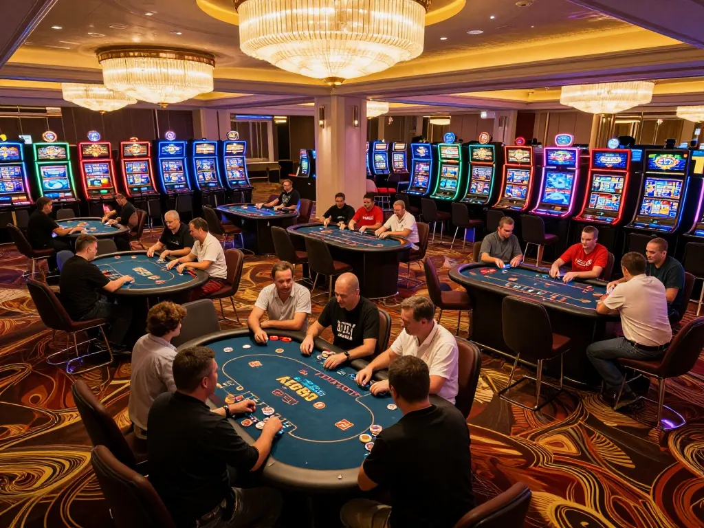 Engaged players enjoying live poker games at AE888 casino, showcasing vibrant atmosphere.