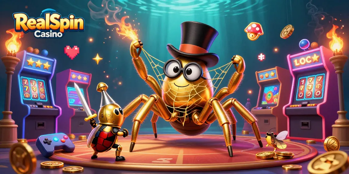 Engage with RealSpin Casino's thrilling gaming world featuring vibrant characters and casino elements.