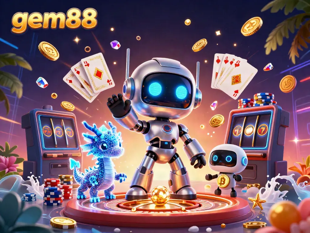 Experience thrilling gameplay at gem88 with vibrant casino elements and engaging characters.