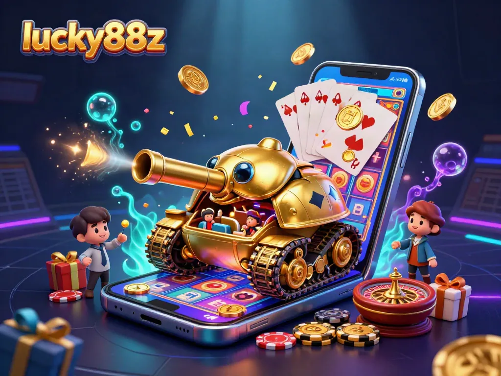 Experience exciting wins with lucky88z in a vibrant 3D casino world featuring diverse gaming elements.