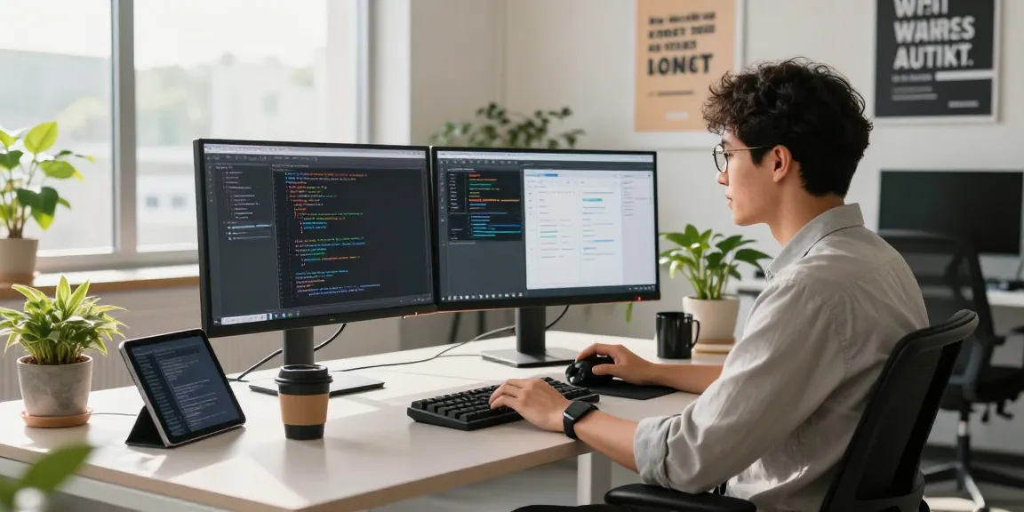 Explore https://sc88.chat/ in a modern software development workspace with dual monitors and a motivated programmer.