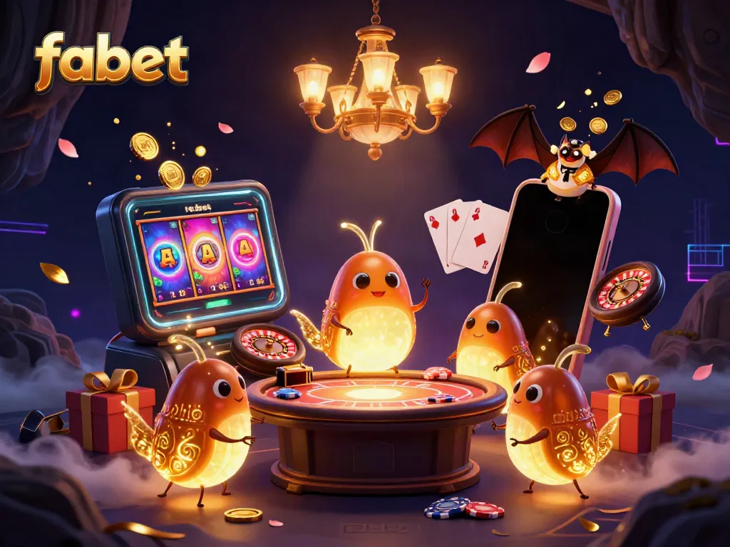 fabet's vibrant casino scene with glowworms illuminating gameplay elements and engaging atmosphere