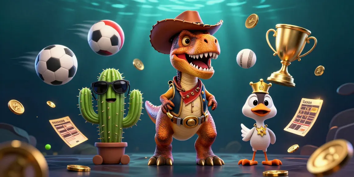 Win big with shbet as a cowboy dinosaur, cactus, and roadrunner enjoy vibrant sports betting.
